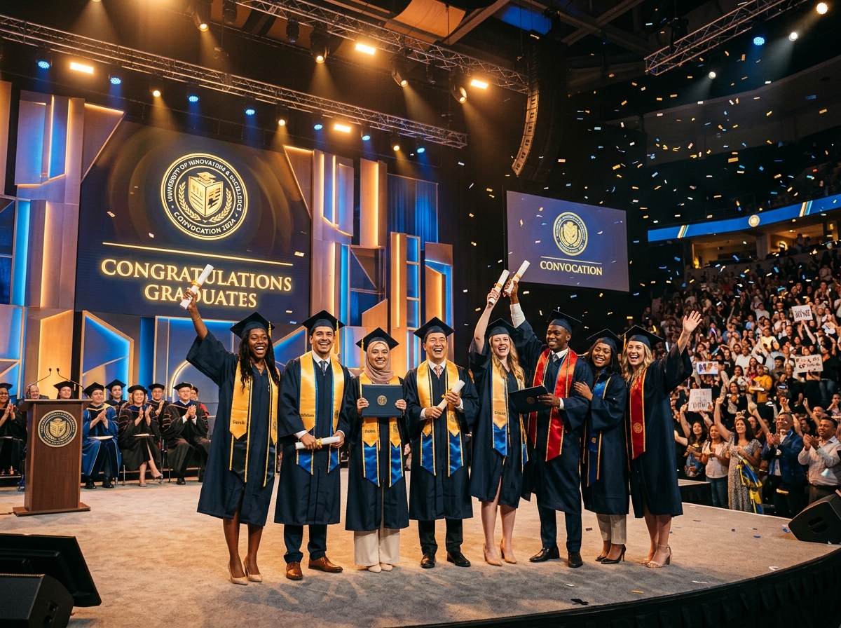 TIMS Education graduates celebrating at convocation ceremony